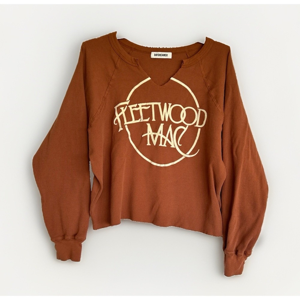 Daydreamer Fleetwood Mac Brown Thermal Long Sleeve Shirt Pullover Retro Grunge M